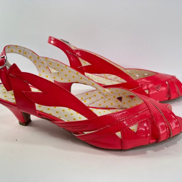 Bait Footwear Coral Pink Sling Back Peep Toe Cut Outs Heels sz 10 - Picture 4 of 11